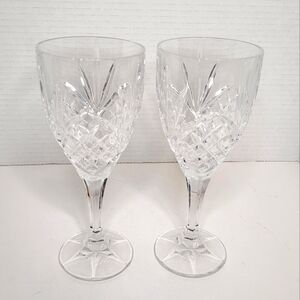 Shannon Crystal By Godinger Dublin Wine Water Goblets Hex Stem 8" tall Set of 2